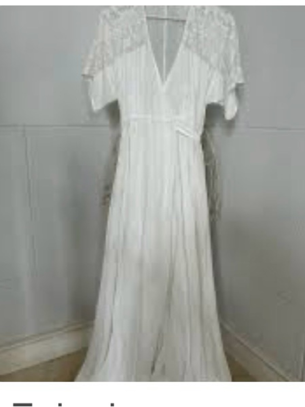 Zara White V-Neck Maxi Dress with Lace Cap Sleeves